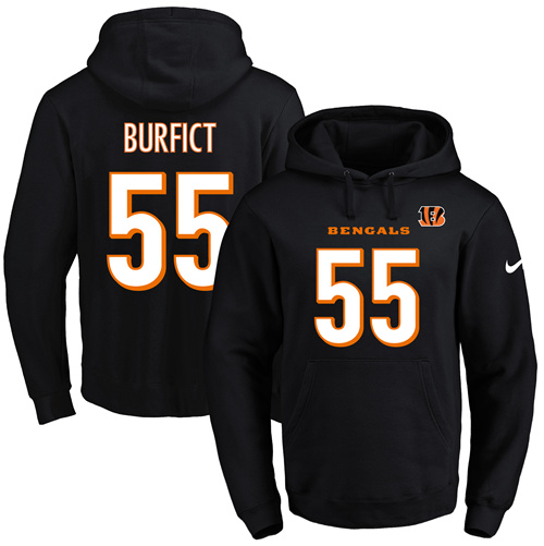 Nike Bengals #55 Vontaze Burfict Black Name & Number Pullover NFL Hoodie - Click Image to Close